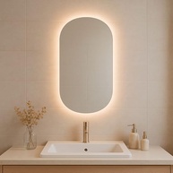 Espelho Oval Led Grande de Parede Sem Fio 80cm | Luz Quente 80x50cm com Suporte - imagem 5