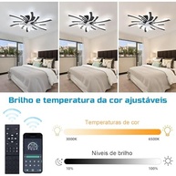 Ventilador de Teto com Luz e Controle Remoto - 110V/220V, 6 Velocidades, 3 Cores de Luz, Motor em Cobre - imagem 4