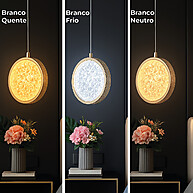 Pendente Dourado: Luxo e 3 Tons de Luz! - imagem 2