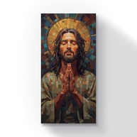 Quadro Canvas Mosaico Jesus Luz Divina 80x40cm - Decore com Fé e Estilo - imagem 2