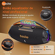 Caixa de Som Bluetooth 80W Basike: Som e Luz! - imagem 2