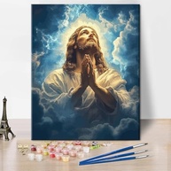 Kit de Pintura por Números - Jesus Banhado em Luz | Tela Premium 40x50cm | Estresse Zero & Arte Relaxante para Adultos - imagem 2