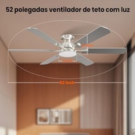 Ventilador de Teto com Controle Remoto 52" | 6 Velocidades, Luz LED 3 Cores, Motor BLDC Silencioso - imagem 3