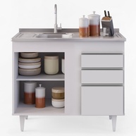 Balcão de Cozinha 100cm: Pia Inox + Lumil Luziania - imagem 2