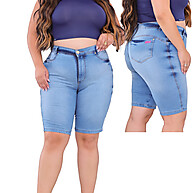 Bermudas Jeans Cintura Alta Plus Size com Lycra - imagem 1