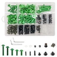 Kit Parafusos Carenagem Moto 210 Peças Alumínio M5 M6 Universal Colorido - Verde - imagem 1