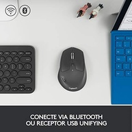 Mouse sem fio Logitech M720 Triathlon com Conexão USB Unifying ou Bluetooth com Easy-Switch para até 3 Dispositivos, 1000 DPI, 6 Botões Programáveis e Pilha Inclusa - imagem 4