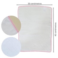 Fralda de Boca Mabber para Bordar em Ponto Cruz 100% Algodão com Crochê Rosa - 30x40cm - imagem 3