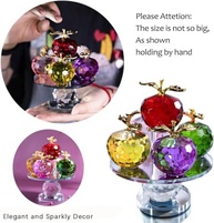 Maçã de Cristal Decorativa com Base Giratória - Estátua de Maçã Facetada 5 Cores para Decoração de Mesa - imagem 5