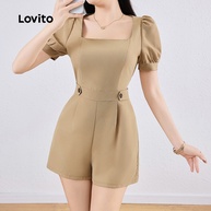 Macacão Elegante Lovito com Botões Lisos – Estilo e Conforto Feminino - imagem 1