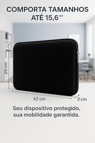 Capa Neoprene P/Notebook Macbook e Tablet até 15,6 Polegadas - Flexível, Macio, Resistente a Respingo, Poeira e Arranhões, Impermeável - Design Slim e Elegante - Proteção Premium com Zíper Reforçado - imagem 3