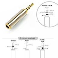 Adaptador P2 3.5mm Fêmea para P1 2.5mm Macho: Conexão Universal para Áudio - imagem 4