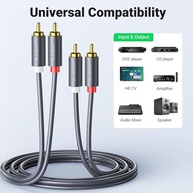 QCYDOBRASIL Cabo de Áudio 2RCA Macho-Macho: Som Hi-Fi Imersivo com 3 Metros e Conectores Banhados a Ouro - imagem 3