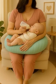 Almofada de Amamentação em Tricot Macia e Ergonômica - Conforto Total para Mãe e Bebê (Verde) - imagem 3