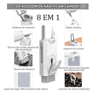 Kit 7 em 1 Escova de Limpeza Profissional para Teclado e Fone - Cerdas Macias e Removedor de Poeira - imagem 3