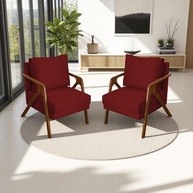 Kit 2 Poltronas Decorativas em Madeira Maciça com Tecido Suede Azul-marinho - Confortáveis e Resistentes para Sala, Escritório ou Consultório - imagem 1