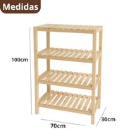 Estante de Madeira Maciça 100x70 com 4 Prateleiras - Design Moderno e Resistente - imagem 3