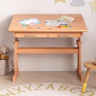 Escrivaninha Olivia em Madeira Maciça - Mesa de Desenho Ajustável com 2 Gavetas - imagem 3