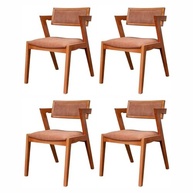 Conjunto de 4 Cadeiras em Madeira Maciça e Estofada Ímola Authentic Espresso Móveis Champagne/Marrom - Design Sofisticado e Conforto Duradouro - imagem 2