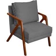 Kit 2 Poltronas Decorativas Shine em Madeira Maciça e Suede Cinza - Confortáveis e Resistentes para Sala, Escritório ou Consultório - imagem 5