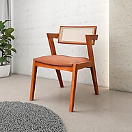 Kit 2 Cadeiras Estofadas com Rattan e Madeira Maciça - imagem 2