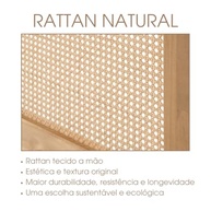 Balcão Buffet Rústico em Madeira Maciça e Rattan Natural - 2 Portas para Sala e Cozinha - imagem 3