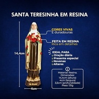 Imagem de Santa Terezinha em Resina Maciça 15cm - Artesanato Colorido Pintado à Mão - imagem 3