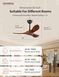 Ventilador de Teto Pequeno 91cm com Controle Remoto | Madeira Maciça, Silencioso e Econômico - imagem 4