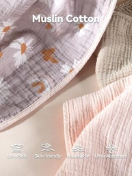 Panos para Arrotar Bebê Musselina TILLYOU - 100% Algodão Macio, 6 Camadas Absorventes, Pacote com 10 - imagem 4