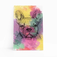 Quadro Decorativo Buldogue Francês Aquarela 30x40cm - Canvas Premium com Moldura de Madeira - imagem 1