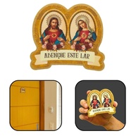 Adorno de Porta Sagrado Coração de Jesus e Maria em Madeira - Proteção Espiritual com Estilo - imagem 1