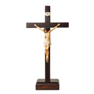 Crucifixo de Mesa em Madeira com Cristo em Resina - 30 cm, Feito no Brasil - imagem 1