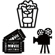 Kit 3 Peças Decoração Cinema em Casa - Arte de Parede Madeira com Tema de Filme, Pipoca e Carretel - imagem 1
