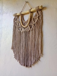 Tapeçaria de Macramê Artesanal para Parede - Estilo Boho com Suporte de Madeira - imagem 1