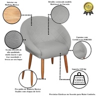 Poltrona Capitonê Cinza em Veludo com Pés de Madeira - Design Moderno para Sala e Recepção - imagem 5