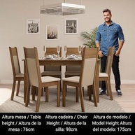 Conjunto de Sala de Jantar Madesa Jaíne - Mesa 6 Cadeiras em Madeira com Design Moderno - imagem 5