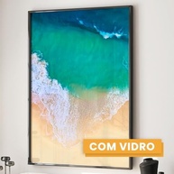 Quadro Decorativo Paisagem Praia Maré Alta Belas Ondas | 60x90cm | Madeira com Vidro - imagem 5