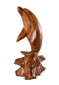 Escultura de Golfinho em Madeira - Decoração Náutica e Tropical para Casa - imagem 4