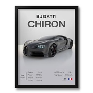 Quadro Decorativo Bugatti Chiron 33x43cm - Moldura Premium em Madeira com Acabamento Ecológico - imagem 2