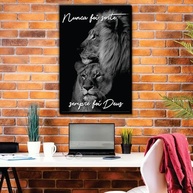 Quadro Decorativo 90x60 Moldura Casal Leões Nunca Foi Sorte - Madeira Premium Preto - imagem 3