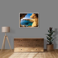 Quadro Decorativo 90x60 cm com Moldura de Madeira Premium - Paisagem Gruta Mar para Sala, Quarto e Escritório - imagem 5