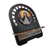 Porta Bíblia Sagrado Coração de Maria em Madeira - Elegância e Espiritualidade para o Lar - imagem 1