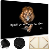 Quadro Decorativo Leão Salmos 60x90cm - Tela em Canvas com Moldura de Madeira Premium - imagem 1