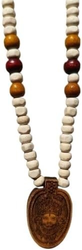 Khatu Shyam Tulsi Miçangas de madeira mala Kanthi Mala Pacote com 1 Marrom Bege Off White Khaatu Shyam mala - imagem 1
