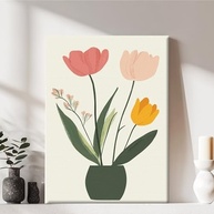 Arte de Parede em Tela Moderna 29x28cm - Moldura de Madeira com Design Floral Minimalista | Decoração Pronta para Pendurar - imagem 2