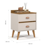 Kit 2 Mesas de Cabeceira Retro Madero com Gaveta e Nichos – Design Moderno OffWhite/Nature - imagem 4