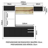 Cozinha Completa 250cm: MDF Branco/Preto Acordes Madesa - imagem 2