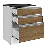Balcão de Cozinha com 3 Gavetas 60 cm MDF Branco/Rustic Acordes Madesa - imagem 2