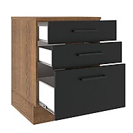 Balcão de Cozinha 60 cm com 3 Gavetas Rustic/Preto Agata Madesa - imagem 2