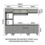 Armário de Cozinha Completo 260cm Cinza Moderno - Linha Nice Madesa - imagem 2